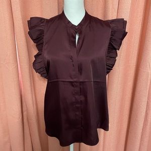 Express Purple Ruffled Sleeveless Blouse